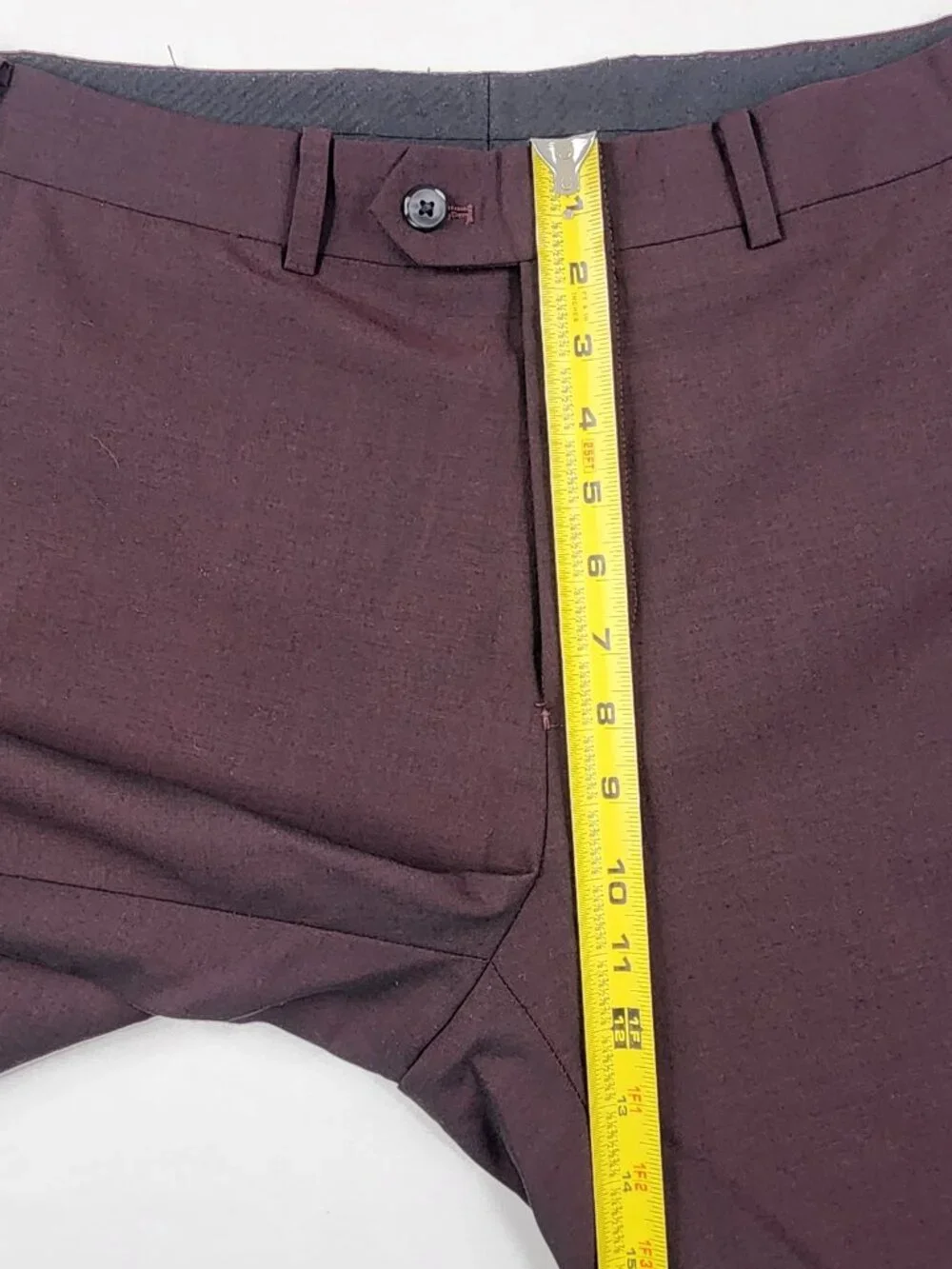 Bar III Mens 38x30 Burgundy Wool Blend Slim Fit Modern Minimalist Dress Pants EX